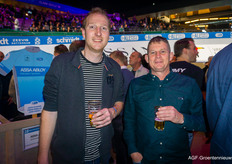 Björn Molenaar (B-Four Agro) en Joost Litjens als vertegenwoordiger van Bejo Zaden op het AGF-Plein