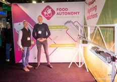 Keith Thomas en Bram Meulblok van Food Autonomy. Dit jaar wordt er nog meer dan 20 hectare LEDfans opgehangen bij Lans.