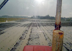 Een foto gemaakt vanaf de tractor.