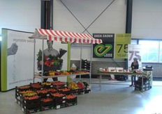 De kleurrijke stand van Enza Zaden bij Tomatenkwekerij van Heijningen in het Westland