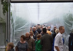 De tomaten waren afgeschermd met een doorzichtig folie. Hierdoor waren de tomaten beschermd en konden de bezoekers toch kijken hoe de tomaten groeien.