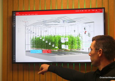 Nog een stukje Datalab, of eigenlijk meer de controlroom. Jan Enthoven van Tomatoworld laat zien hoe er tal van data samenkomen in deze 3D-kopie van de echte kas.