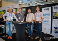 Peter van de Bos (Niagara Conveyor Systems) was op de beurs de buurman van Jon Kamstra, Bill Vandenoever en Willem Bijlsma (Bold Robotic Solutions)