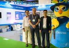 Zeng Wang, Jussi Teravainen en Tony Chen van LEDEStar. Het bedrijf specialiseert in LED-verlichting met veel voordelen, zoals een hoog rendement, kleine afmetingen, milieuvriendelijkheid, diversiteit aan spectrum en aanpassingsvermogen.